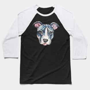 Blue Pitbull Face Baseball T-Shirt